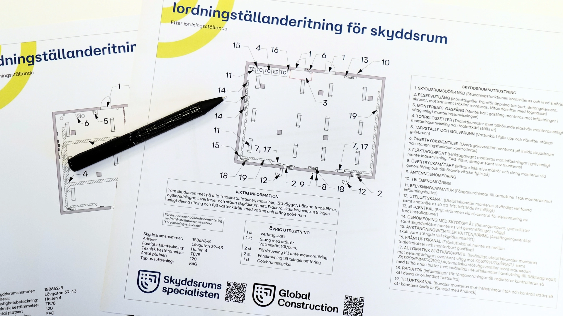 Iordningställanderitningar för skyddsrum